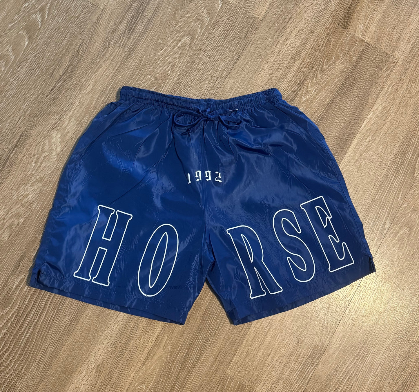 Blue horse shorts