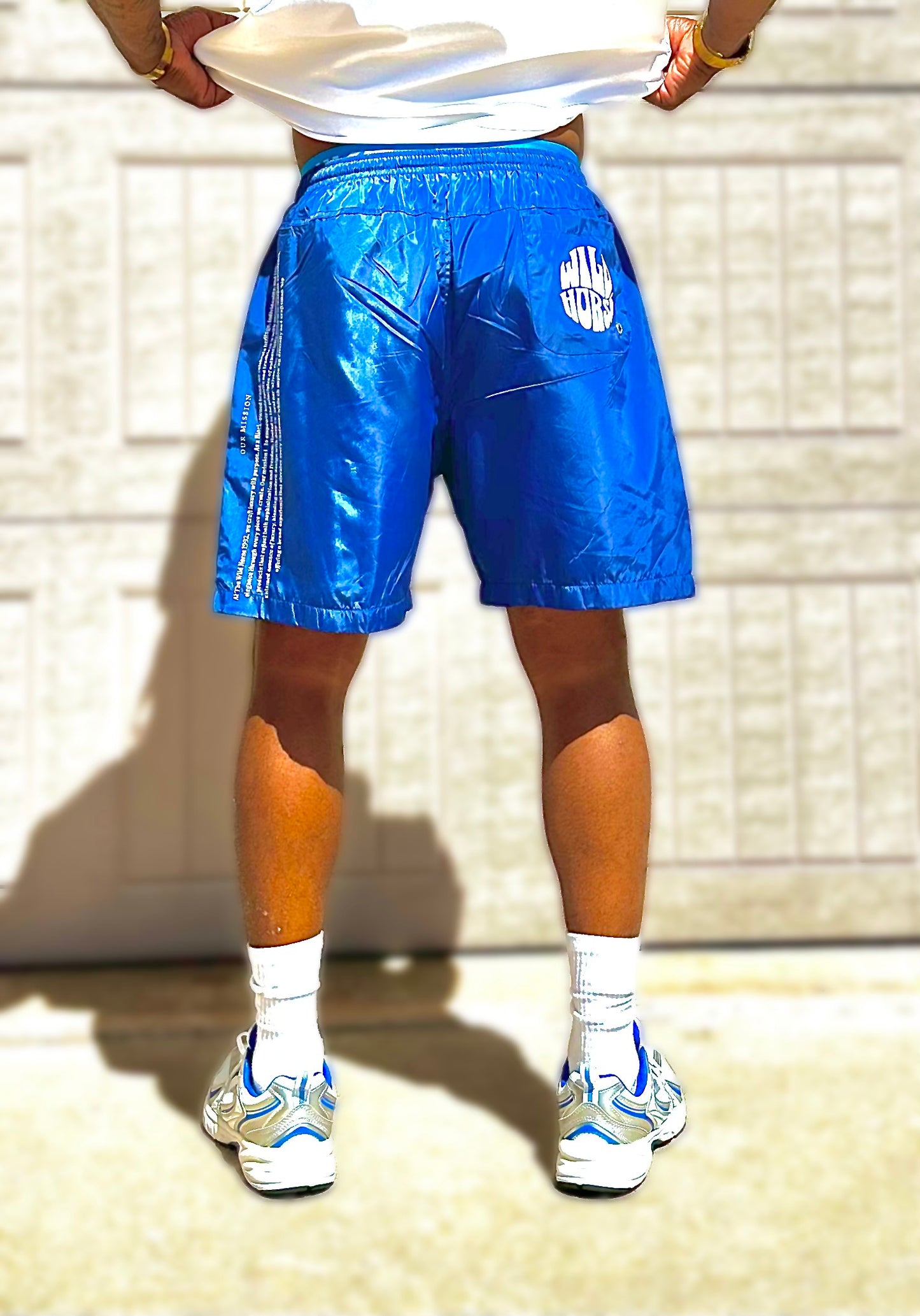 Blue horse shorts